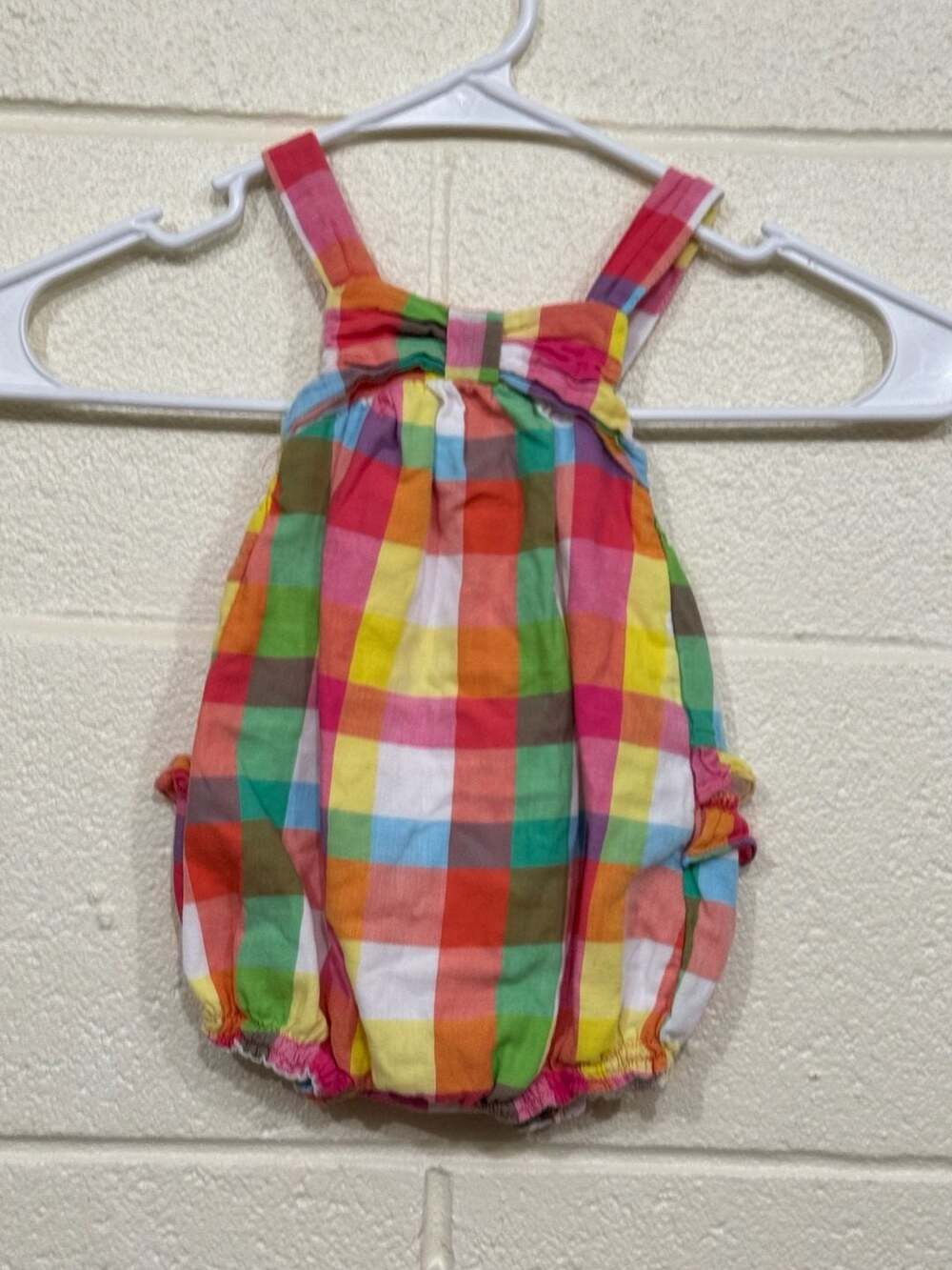 Absorba Rainbow Plaid Ruffled Romper - Size 3-6m